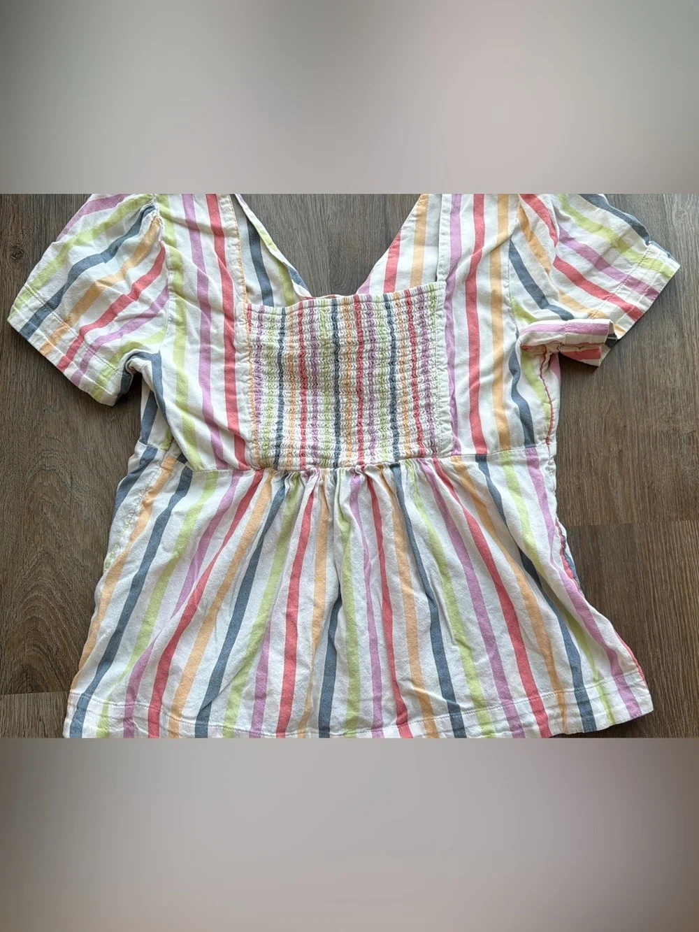 OLD NAVY | Rainbow Stripe Tie Front Top | Cottagecore Peasant Blouse